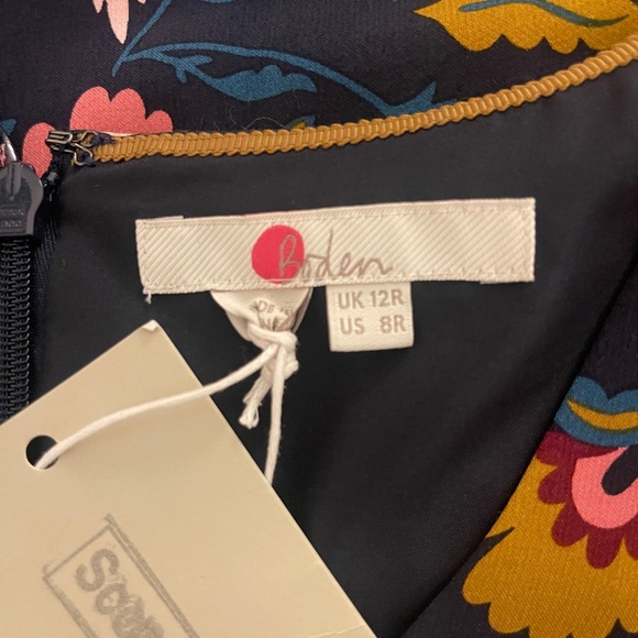 BODEN Emilie V Neck Midi Dress Navy Blue Flourish Pink Floral Size US 8R UK12R - Picture 16 of 16